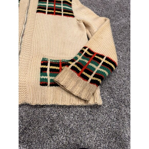 Vintage Cowichan Knit Style Multicolored Zip Up Sweater - Picture 7 of 11